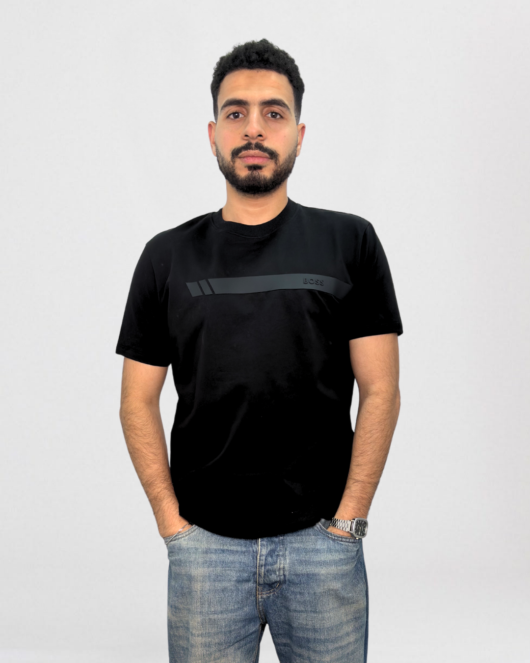 BOSS Logo Stripe Crew Neck T-Shirt
