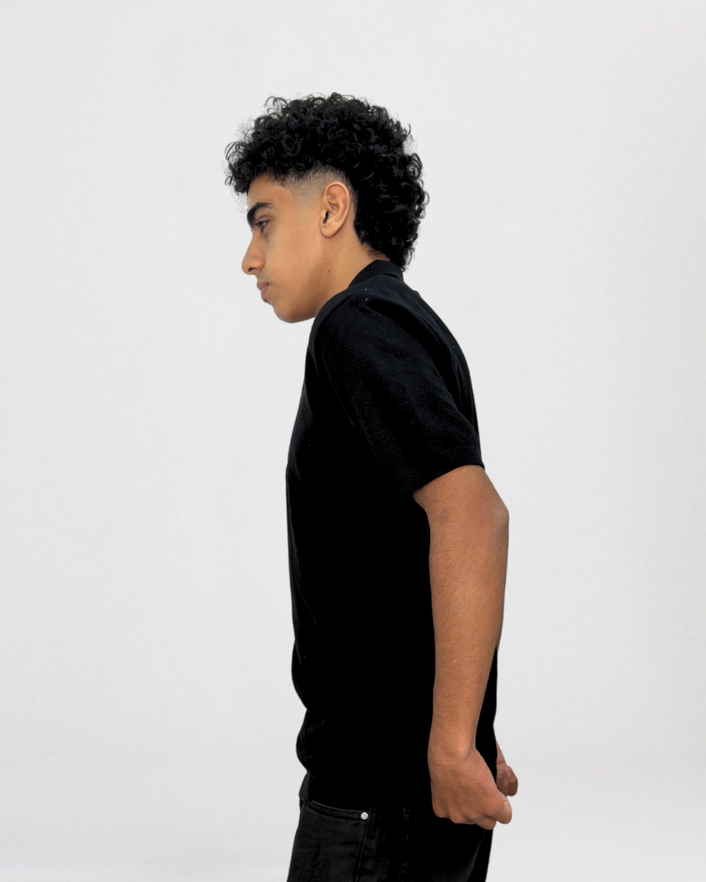 Textured Knit Polo with Zip Placket