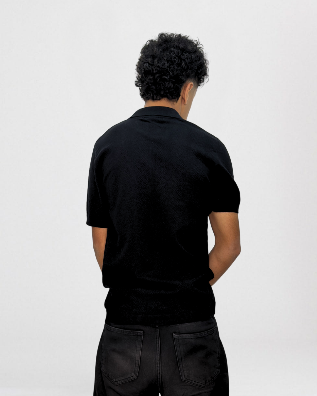 Textured Knit Polo with Zip Placket