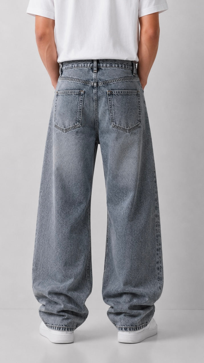 Washed Grey Baggy Jeans