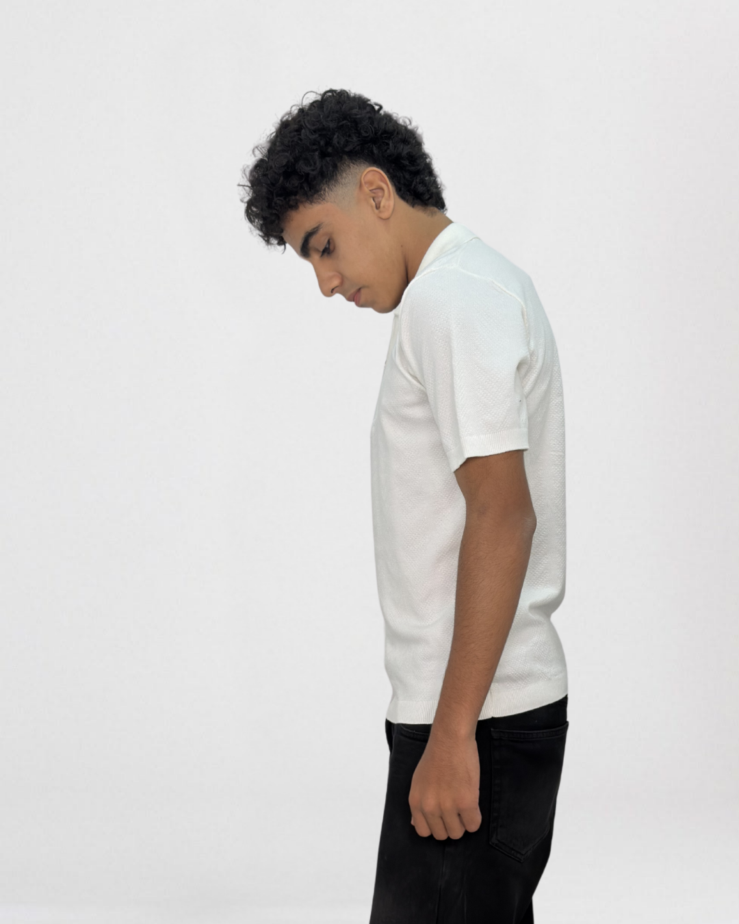 Textured Knit Polo with Zip Placket