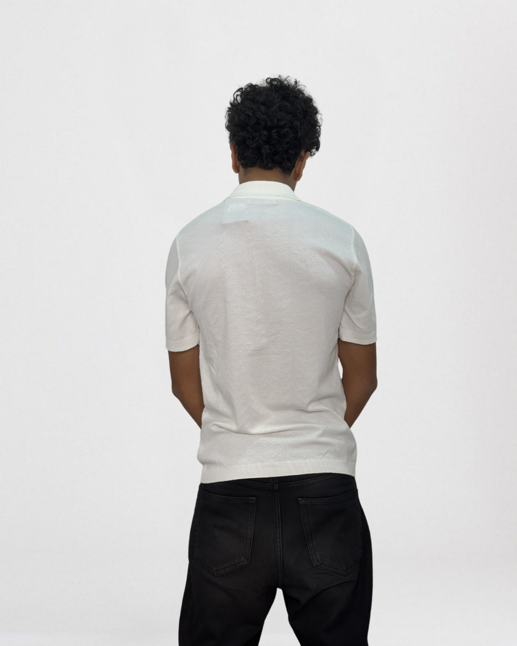 Textured Knit Polo with Zip Placket