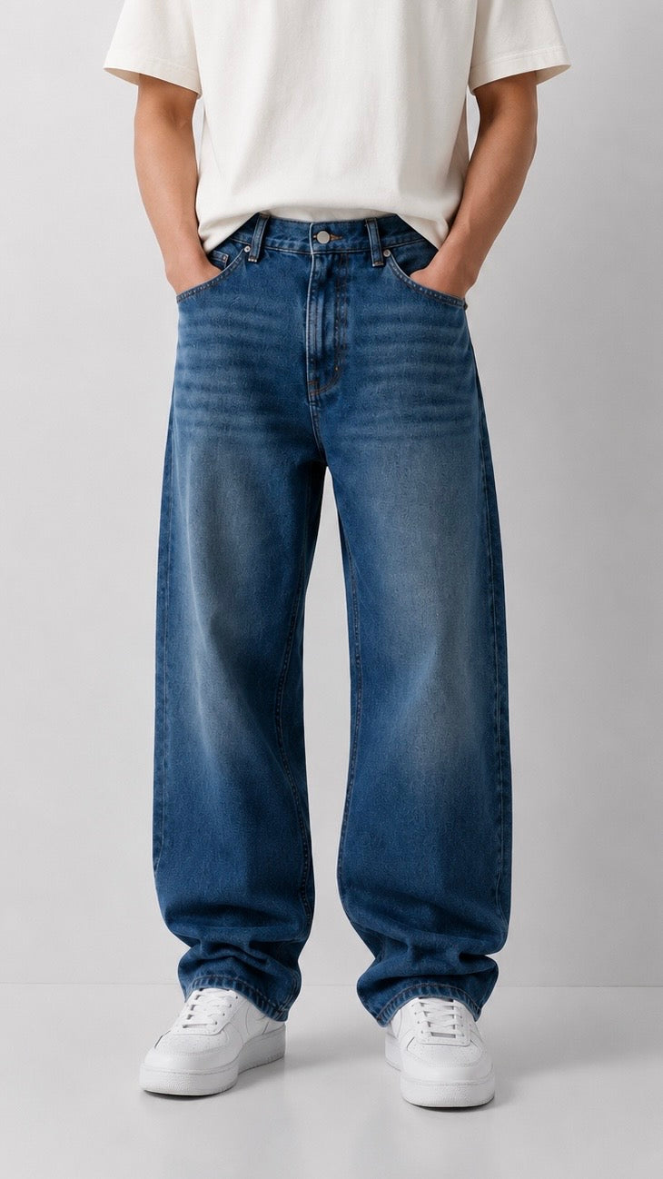 Indigo Rigid Baggy Jeans