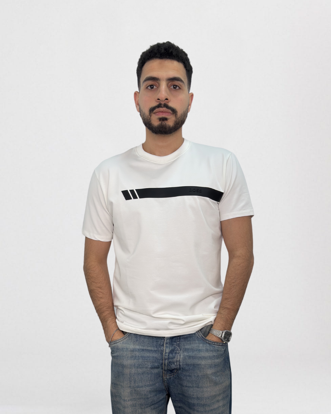 BOSS Logo Stripe Crew Neck T-Shirt