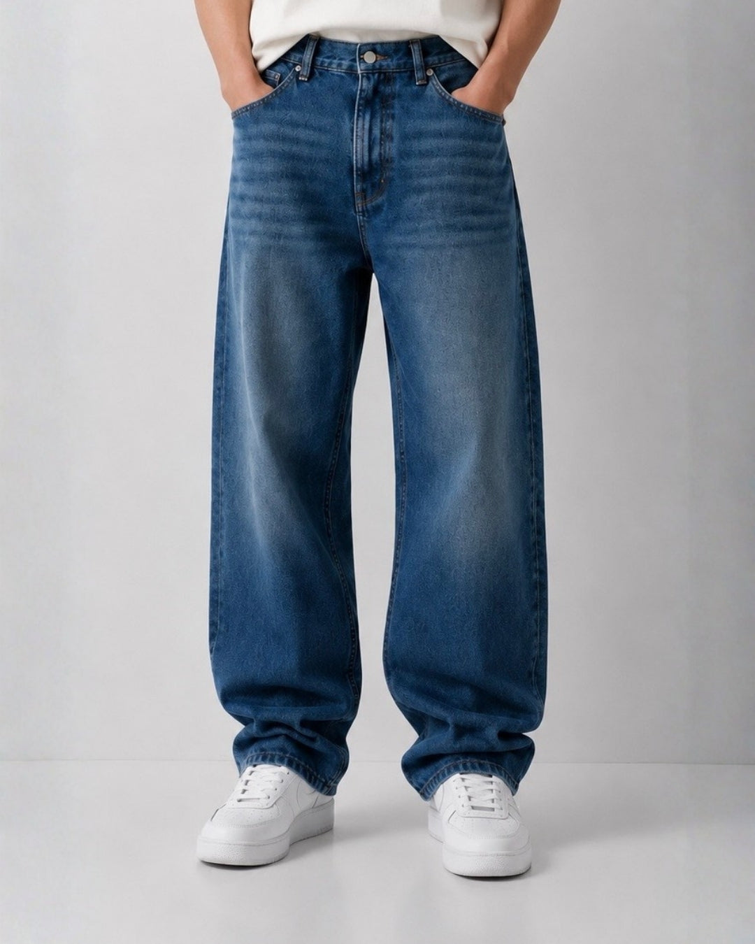 Indigo Rigid Baggy Jeans