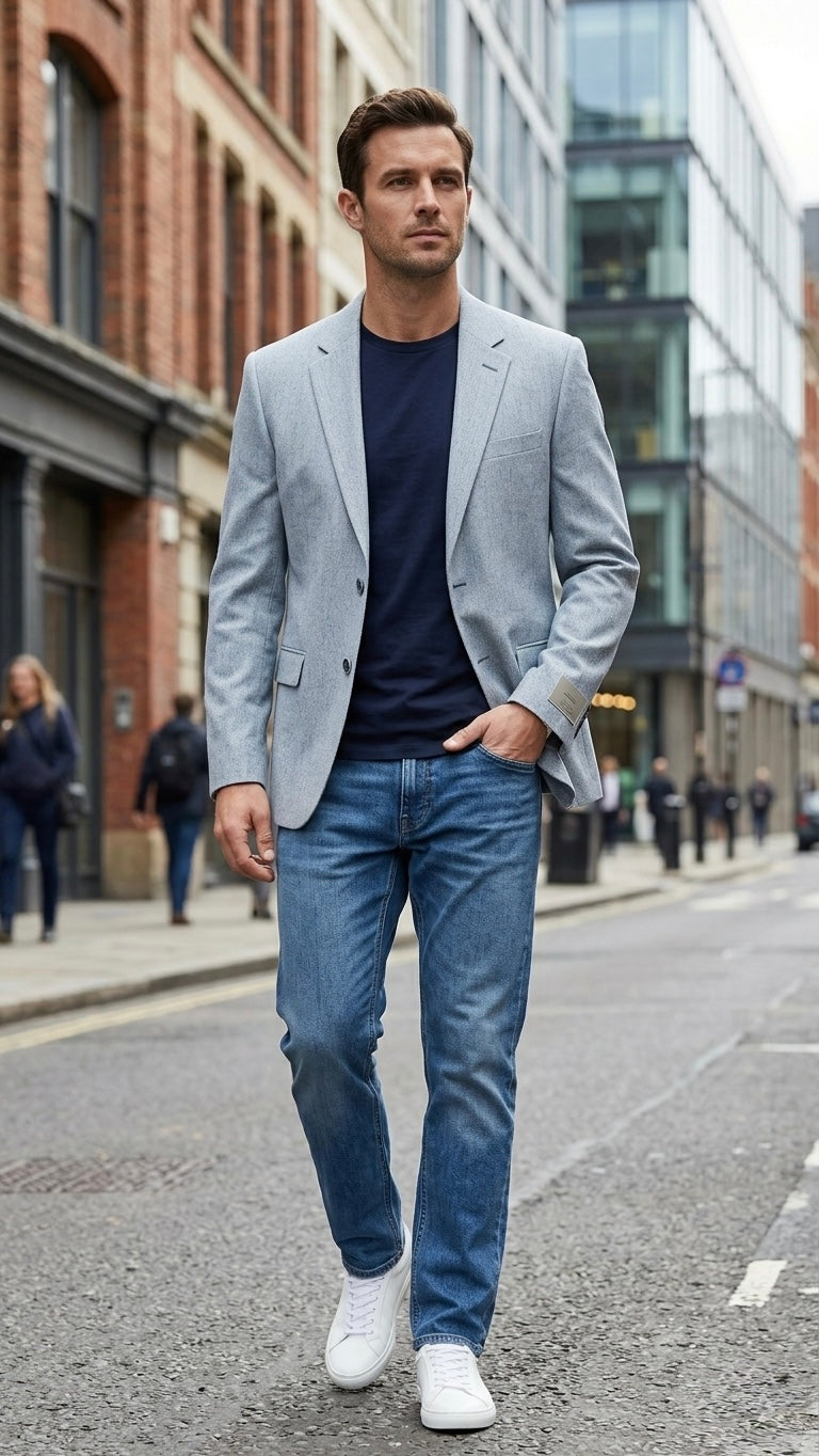 Regular Fit Grey Blazer