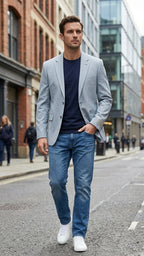 Regular Fit Grey Blazer