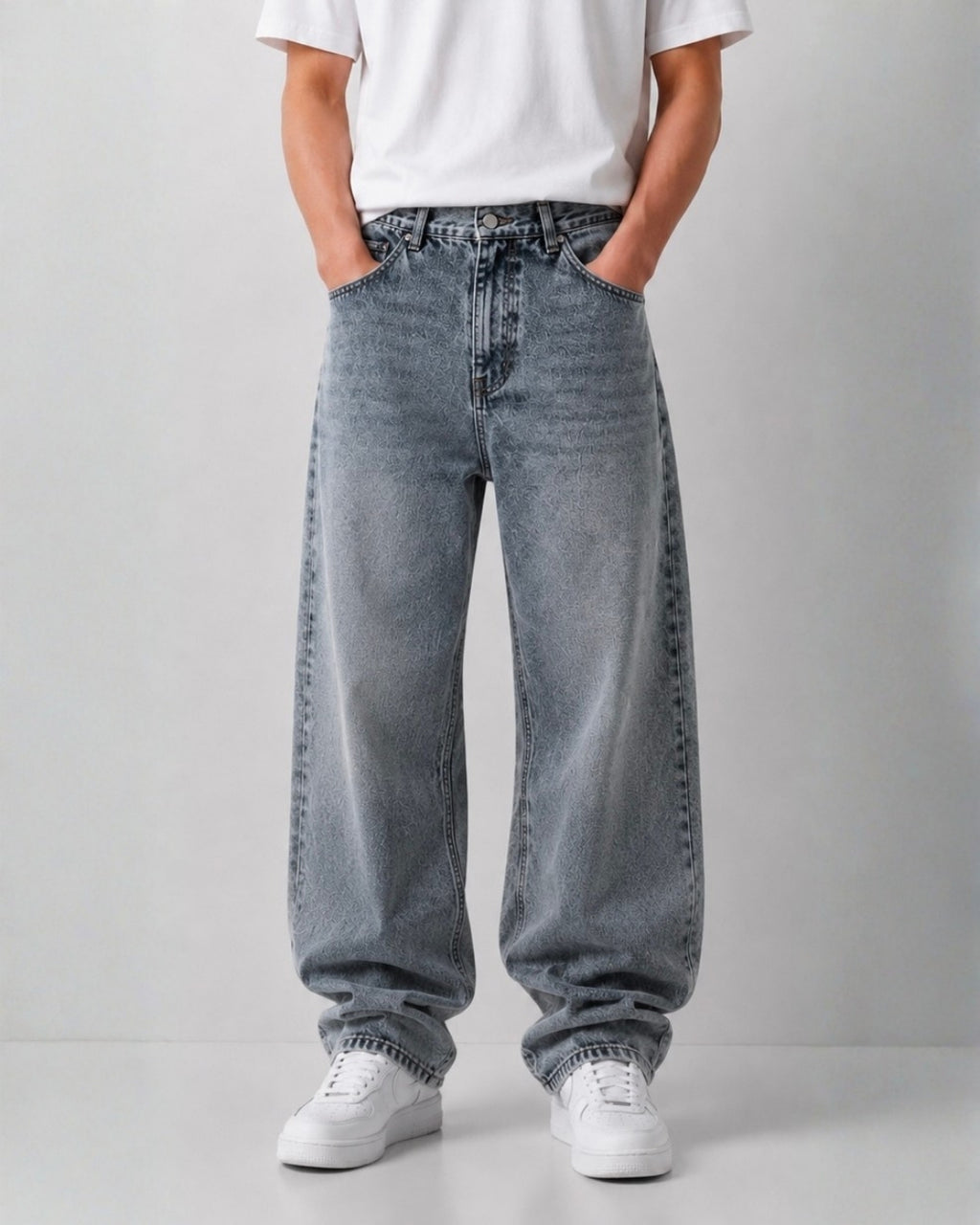 Washed Grey Baggy Jeans