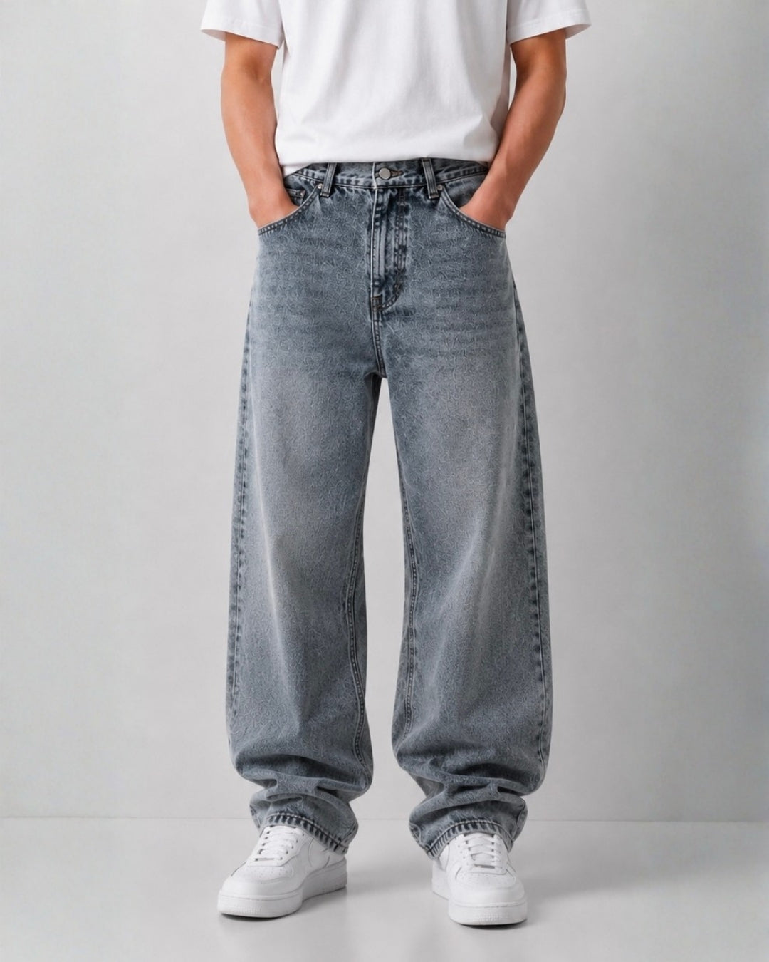 Washed Grey Baggy Jeans