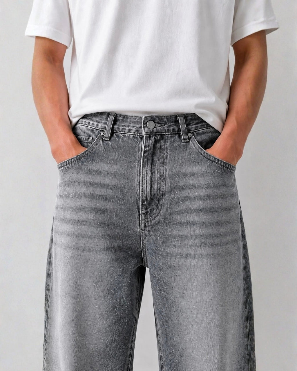 Washed Grey Baggy Jeans