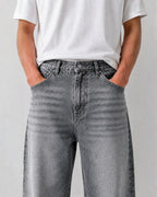 Washed Grey Baggy Jeans