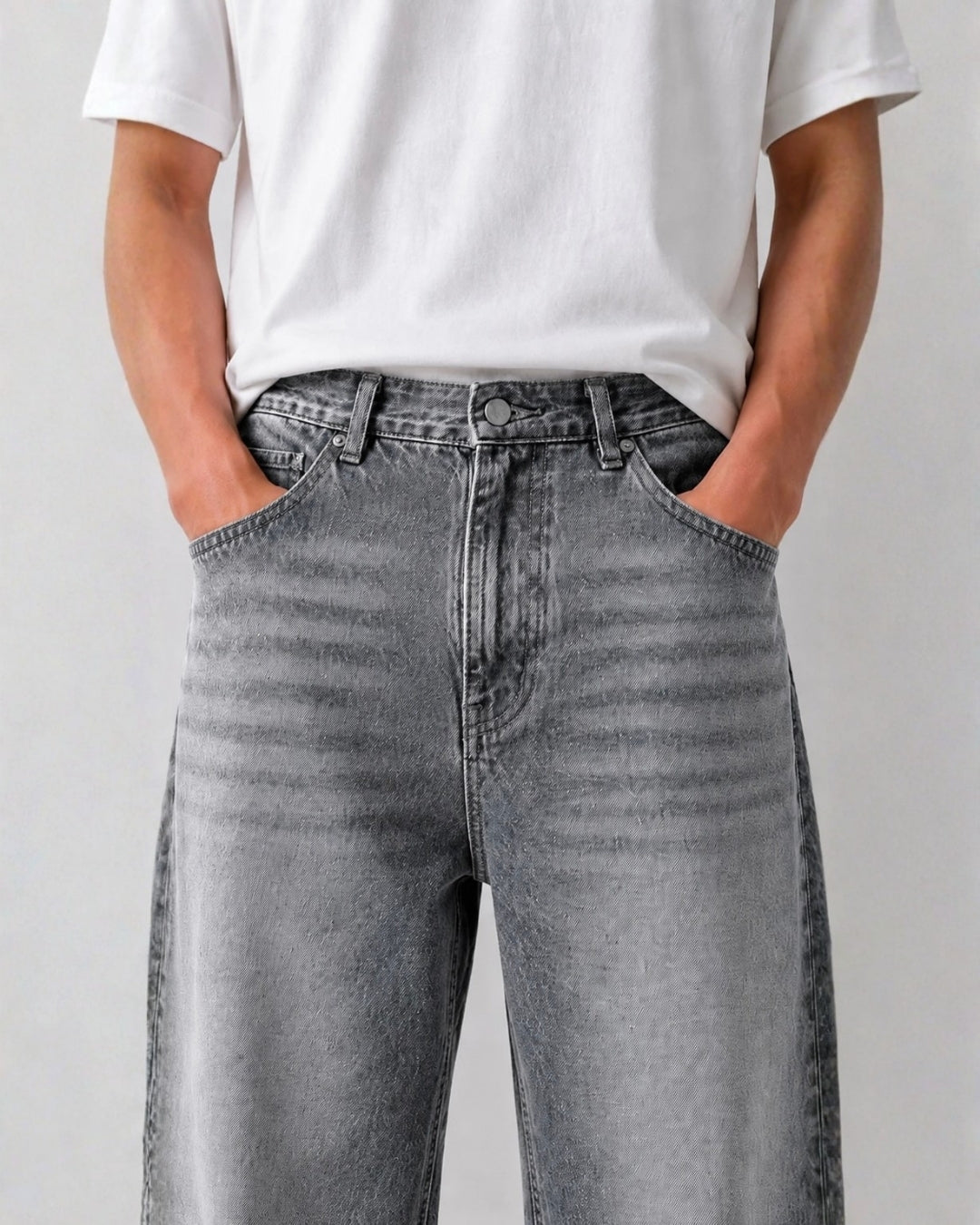 Washed Grey Baggy Jeans