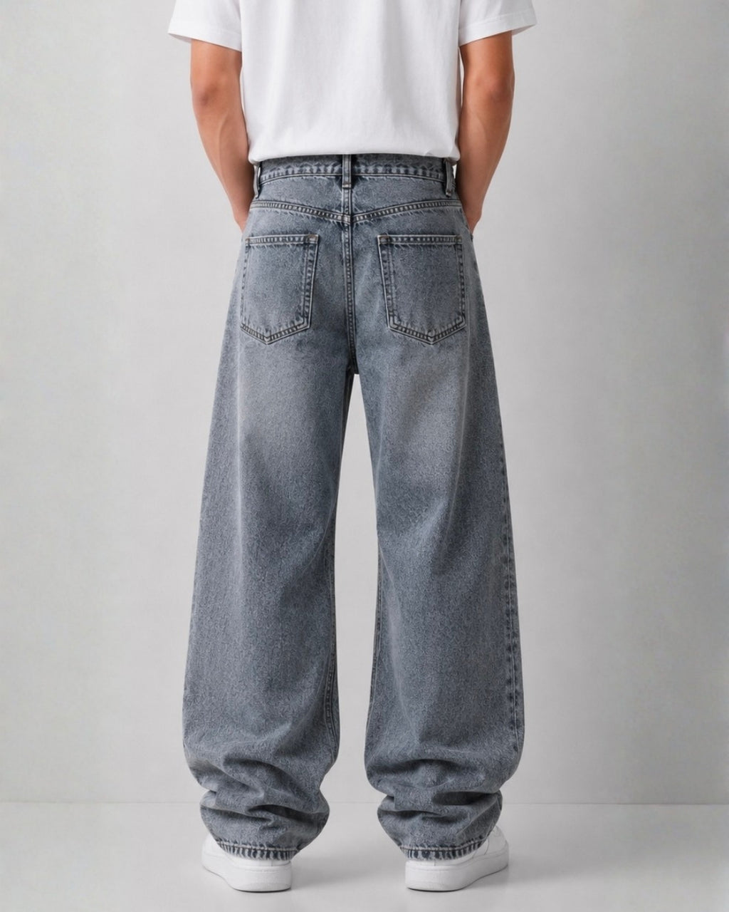 Washed Grey Baggy Jeans