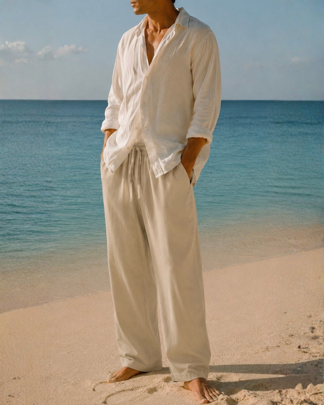 Sand-Beige Linen Pants
