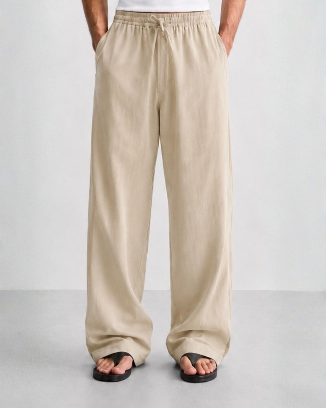 Sand-Beige Linen Pants