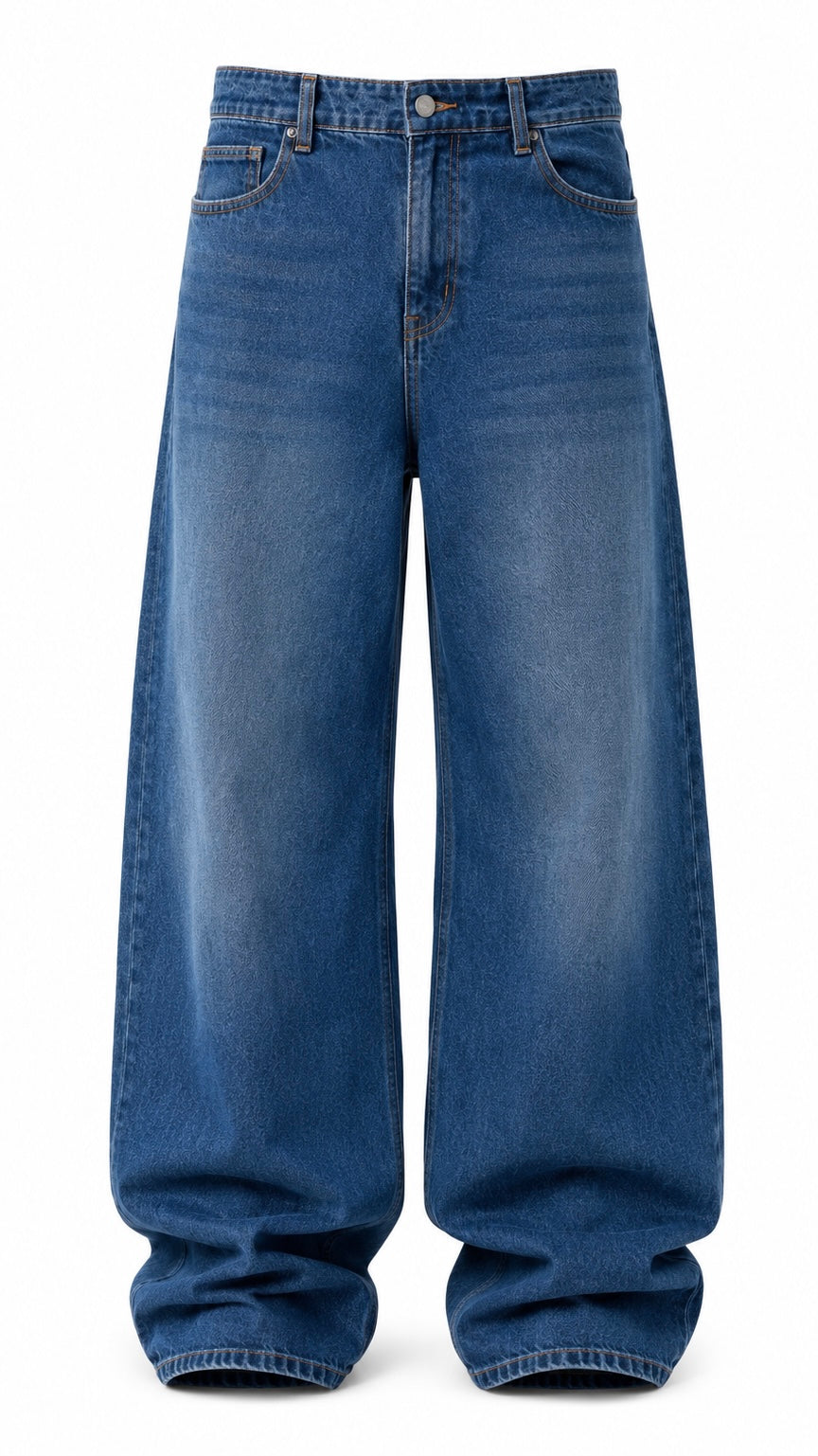 Indigo Rigid Baggy Jeans