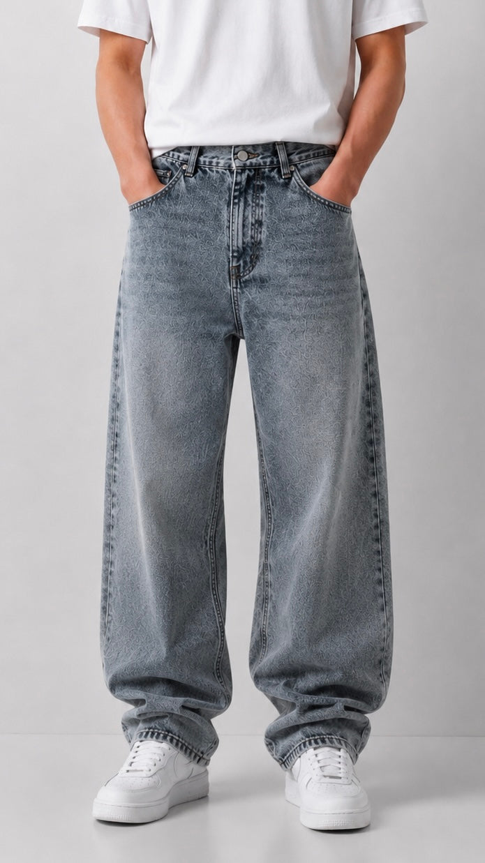 Washed Grey Baggy Jeans