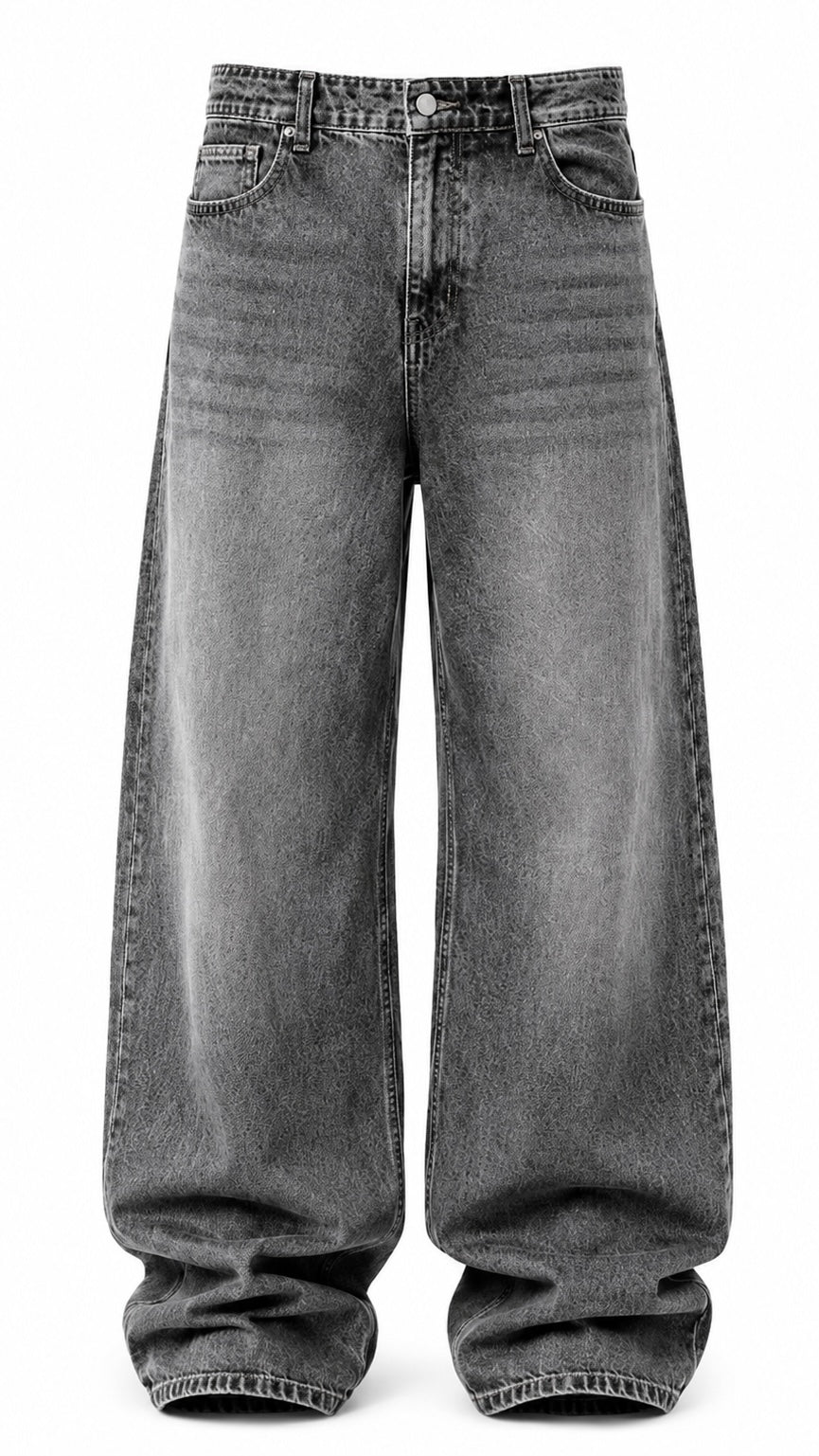 Washed Grey Baggy Jeans