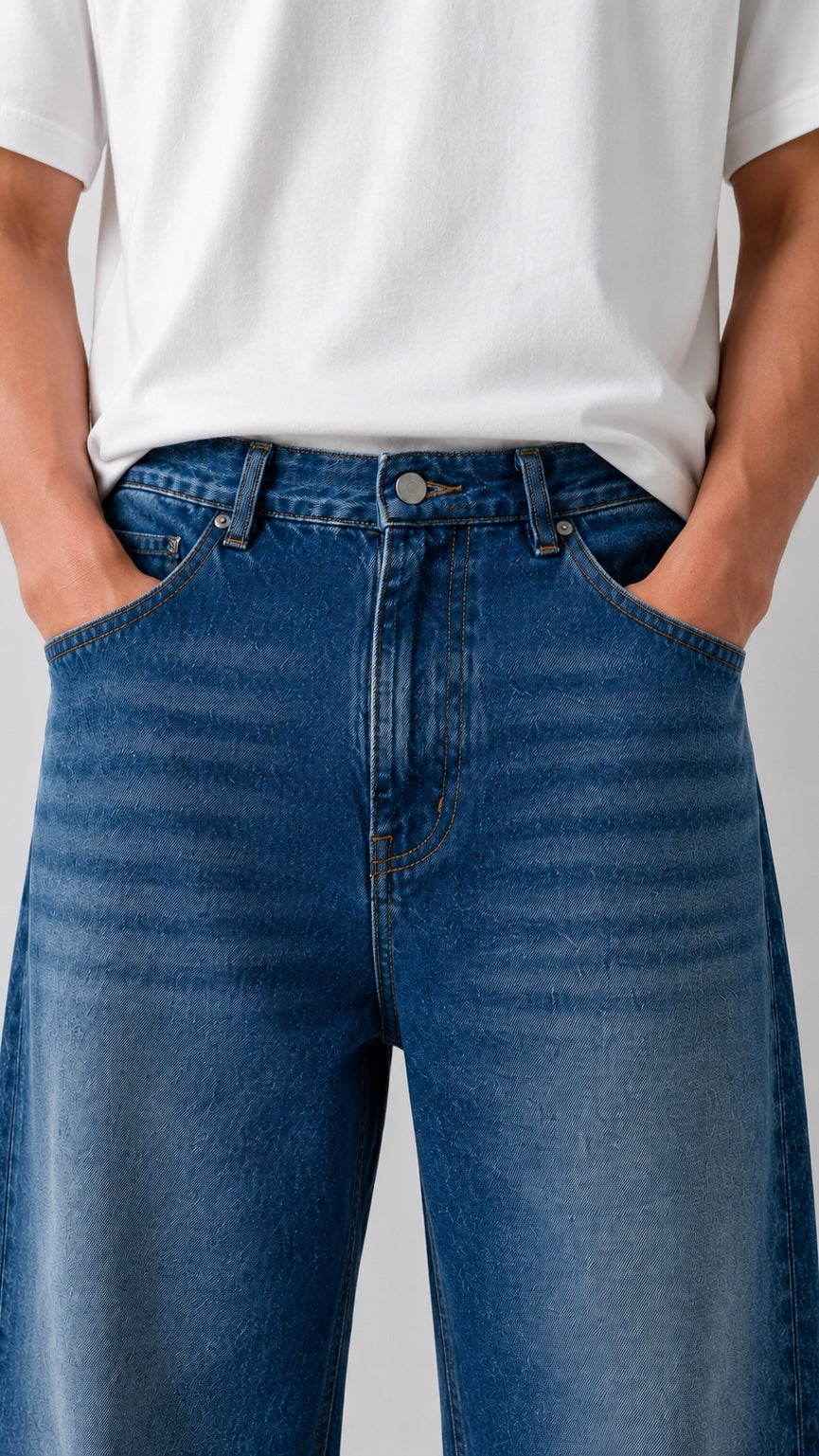 Indigo Rigid Baggy Jeans