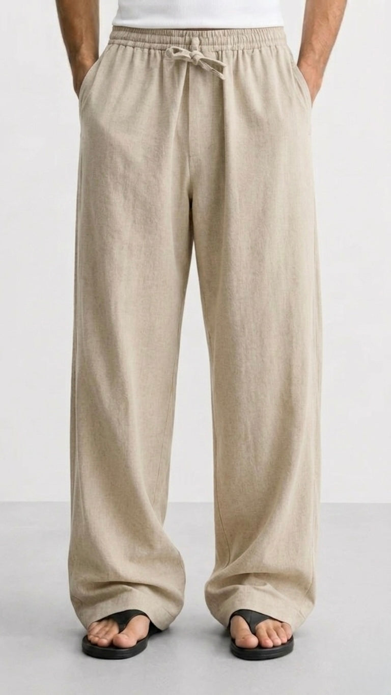 Sand-Beige Linen Pants