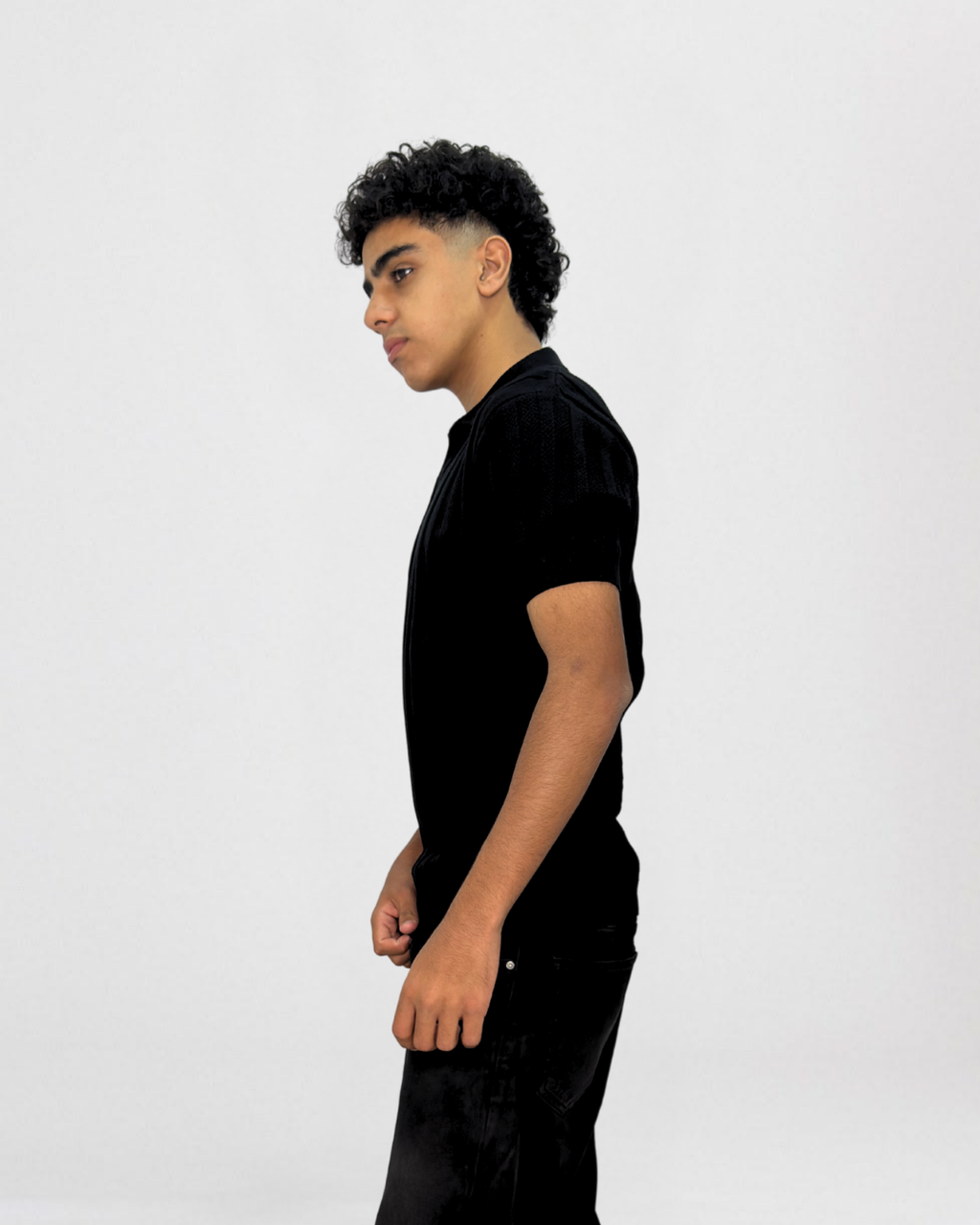 Vertical Ribbed Short-Sleeve Knit Polo
