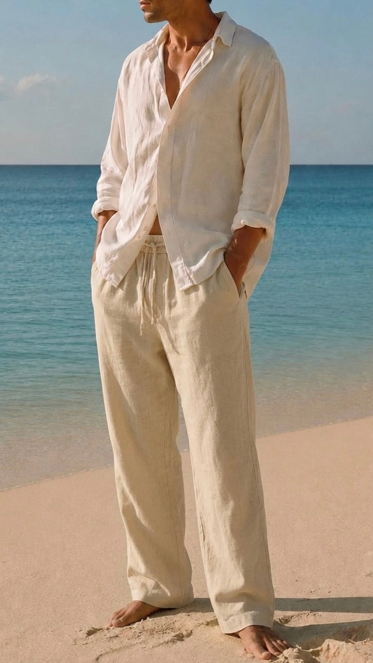 Sand-Beige Linen Pants