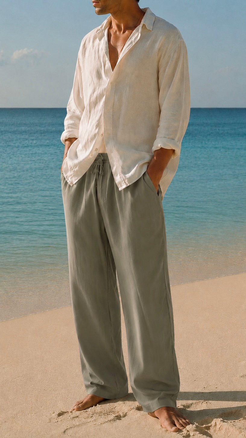 Olive Green Linen Pants