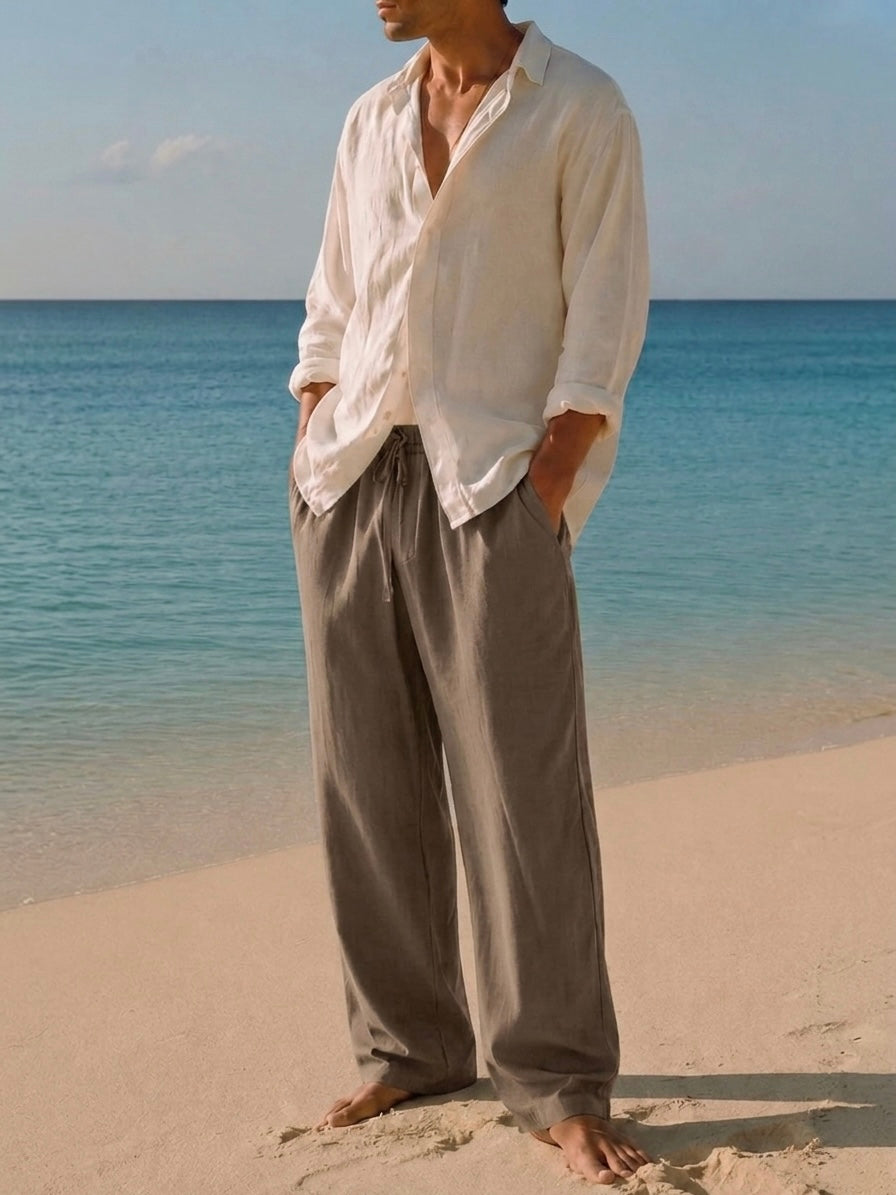 Coffee Linen Pants