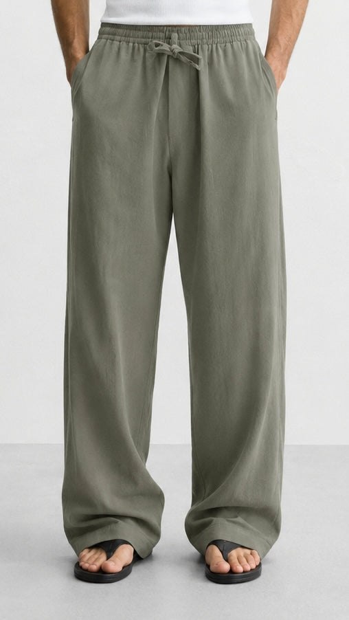 Olive Green Linen Pants