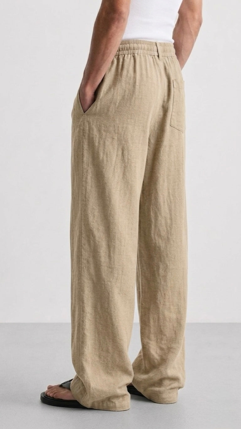 Sand-Beige Linen Pants