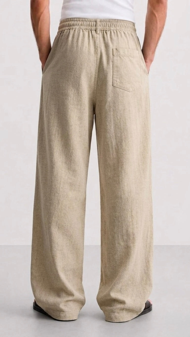 Sand-Beige Linen Pants