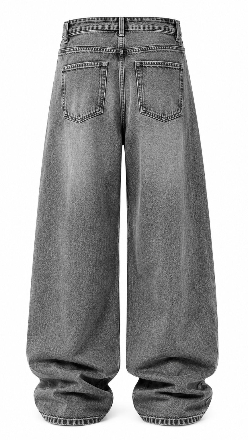 Washed Grey Baggy Jeans