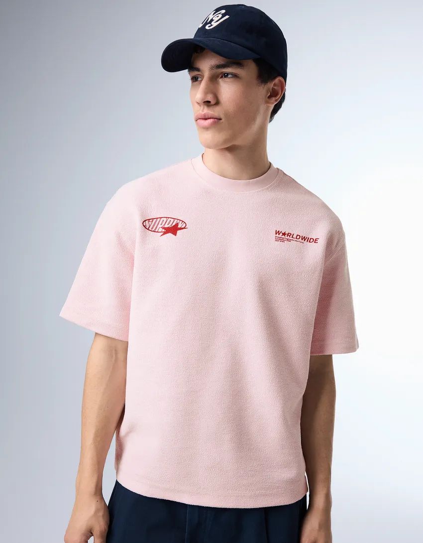 Bershka Relaxed Fleece T-shirt